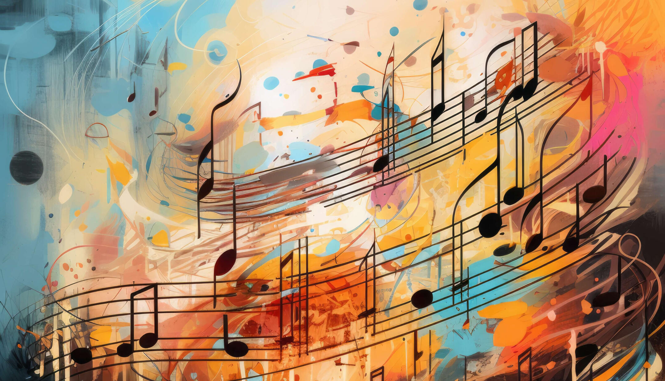 Abstract art image of violin, piano and music composition